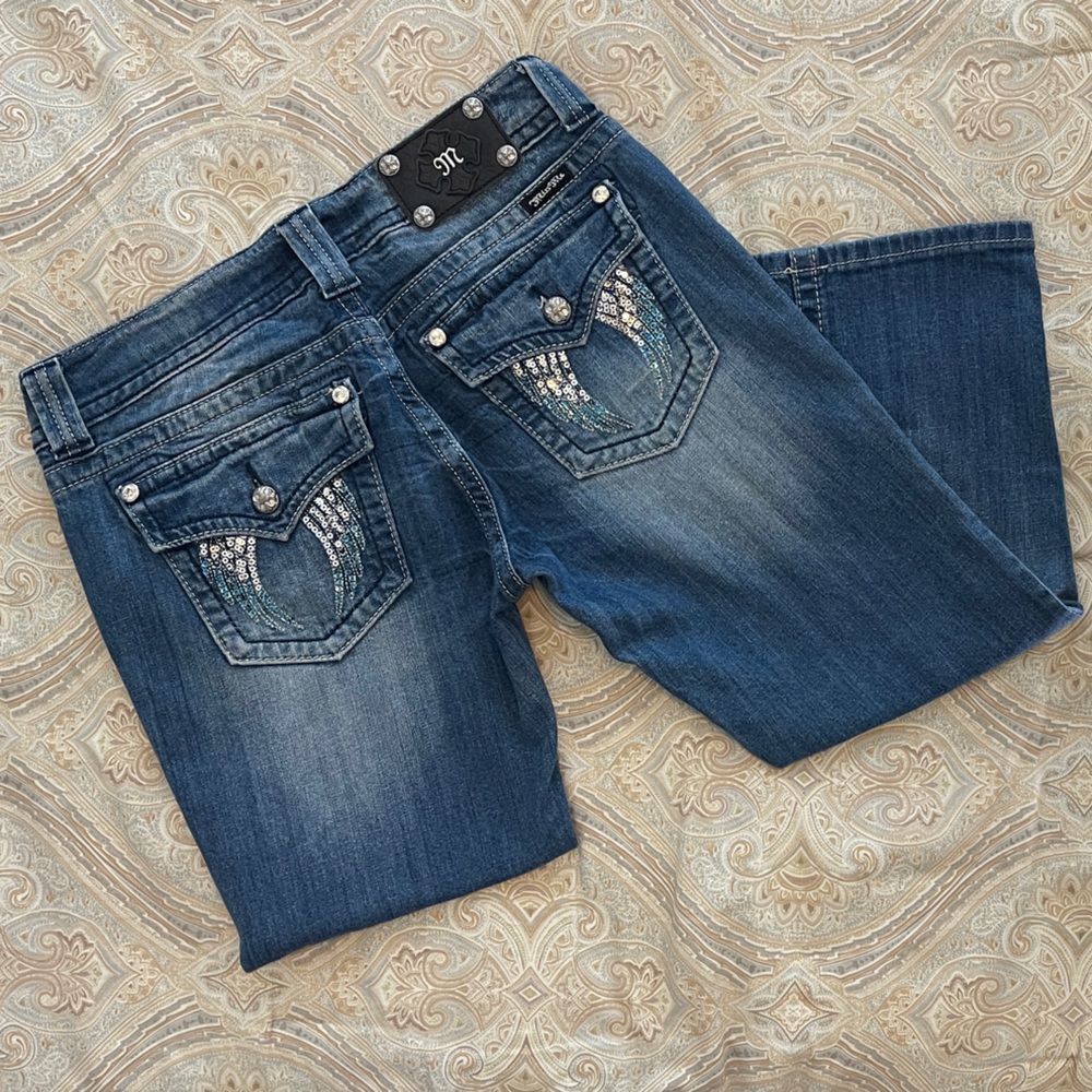 Miss Me Blue Capri Jeans with Embellished Pockets